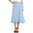 Women's Chaps Chambray A-line Midi Skirt, Size: Xl, Blue