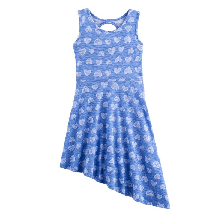 Girls 4-10 Jumping Beans&reg; Asymmetrical Hem Dress, Size: 5, Blue (navy)