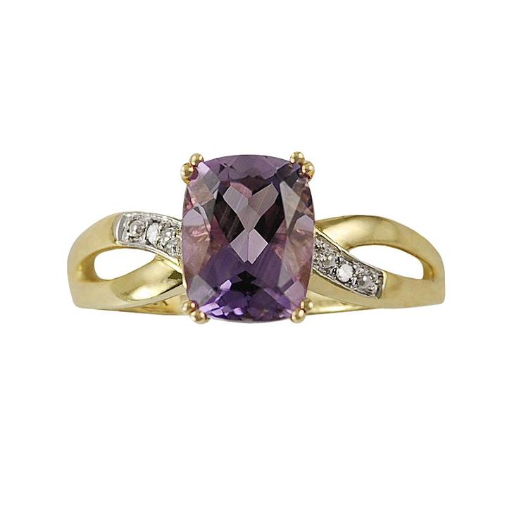 10k Gold Amethyst And Diamond Accent Ring, Women's, Size: 9, Purple