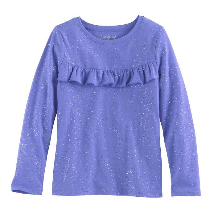 Girls 4-10 Jumping Beans&reg; Ruffle Yoke Tee, Size: 7, Blue (navy)