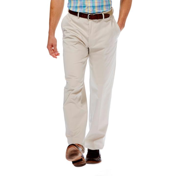 Men's Haggar&reg; Work To Weekend&reg; Classic-fit Flat-front No-iron Expandable Waist Pants, Size: 34x30, Lt Beige