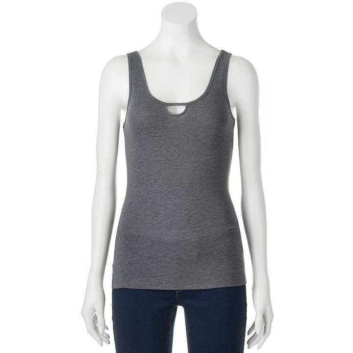Juniors' So&reg; Keyhole Front Tank, Girl's, Size: Medium, Grey (charcoal)
