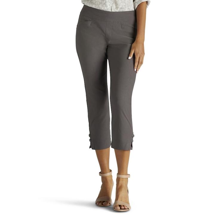 Petite Lee Elena Classic Pull-on Capris, Women's, Size: 16 Petite, Dark Grey