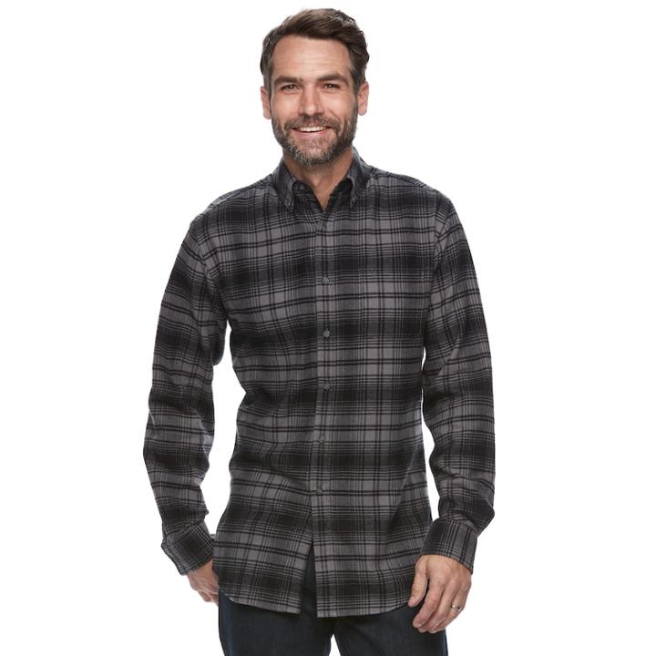 Big & Tall Croft & Barrow&reg; True Comfort Classic-fit Flannel Button-down Shirt, Men's, Size: 4xb, Grey