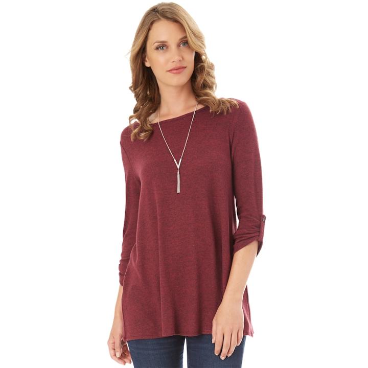 Women's Apt. 9&reg; 3/4 Sleeve Necklace Top, Size: Small, Purple Oth