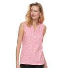Women's Croft & Barrow&reg; Sleeveless Henley Top, Size: Large, Light Pink