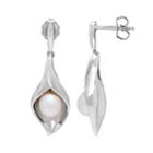 Sterling Silver Freshwater Cultured Pearl Calla Lily Drop Earrings, Women's, White