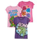 Girls 4-6x Teenage Mutant Ninja Turtles 3-pk. Glitter Graphic Tees, Girl's, Size: 5, Pink