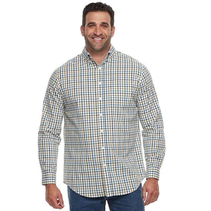 Big & Tall Croft & Barrow&reg; Classic-fit Stretch Woven Button-down Shirt, Men's, Size: Xl Tall, Blue