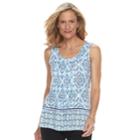 Petite Croft & Barrow&reg; Pintuck Tank, Women's, Size: M Petite, Med Blue