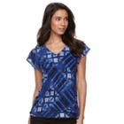 Petite Dana Buchman Layered Mesh V-neck Top, Women's, Size: Xl Petite, Med Blue