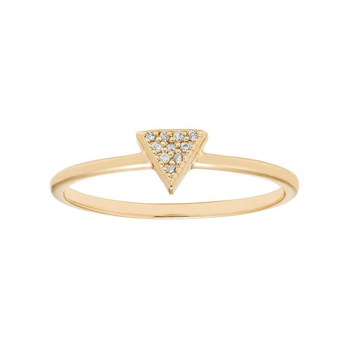 10k Gold Diamond Accent Triangle Ring, Women's, Size: 7, White