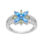 Sterling Silver Simulated Blue Topaz & Simulated Peridot Flower Ring, Women's, Size: 8