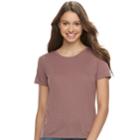 Juniors' Mudd&reg; Crewneck Short Sleeve Tee, Teens, Size: Small, Beig/green (beig/khaki)