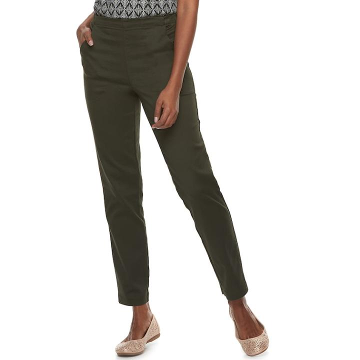 Women's Croft & Barrow&reg; Pull-on Twill Jeans, Size: Xs Short, Dark Green