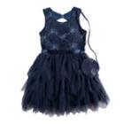 Girls 4-6x Knitworks Rose Embossed Dress, Size: 6x, Blue (navy)