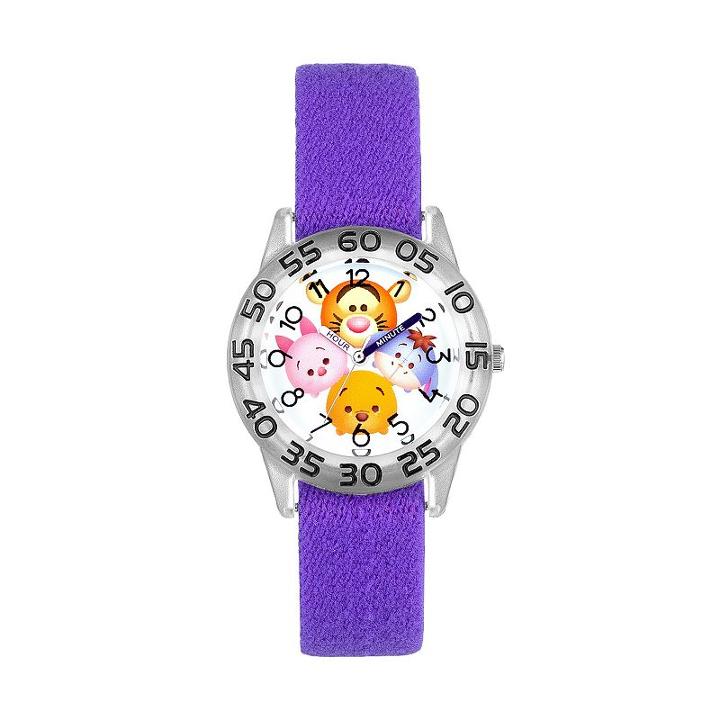 Disney's Tsum Tsum Winnie The Pooh Kids' Reversible Time Teacher Watch, Girl's, Purple