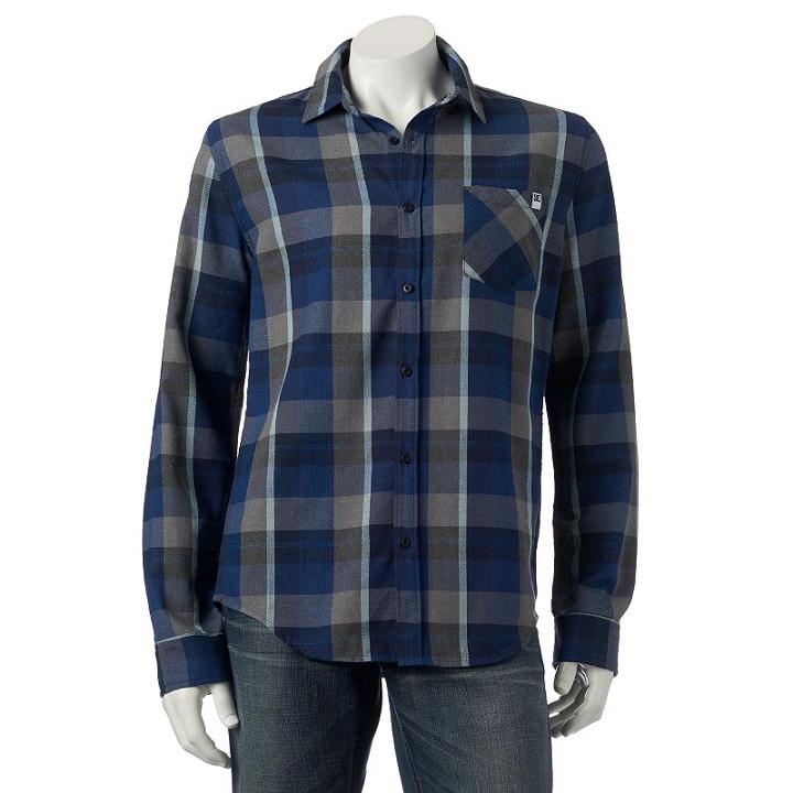 Men's Dc Shoe Co Highland Plaid Button-down Shirt, Size: Small, Blue