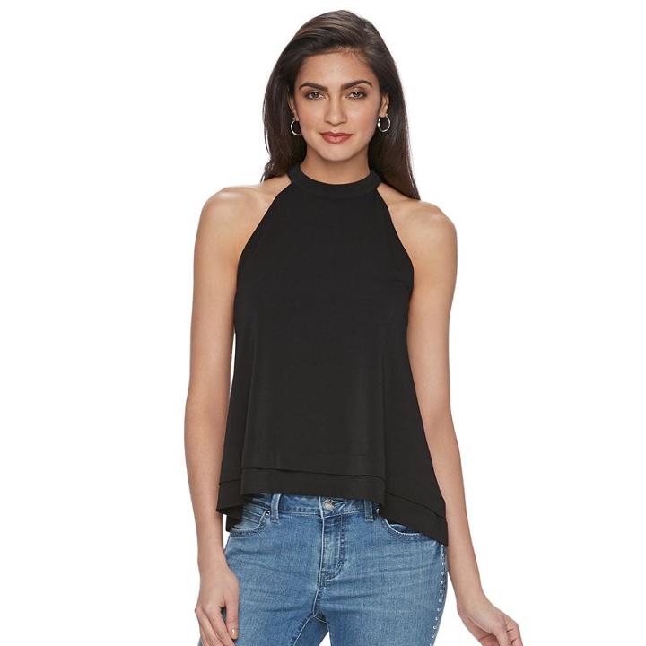 Women's Jennifer Lopez Mockneck Halter Top, Size: Small, Black