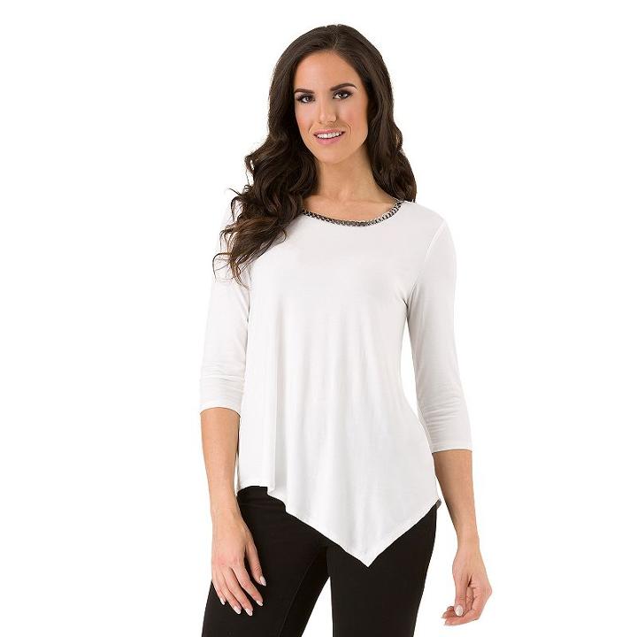 Women's Haggar Chain Neck Tunic Top, Size: Small, White Oth