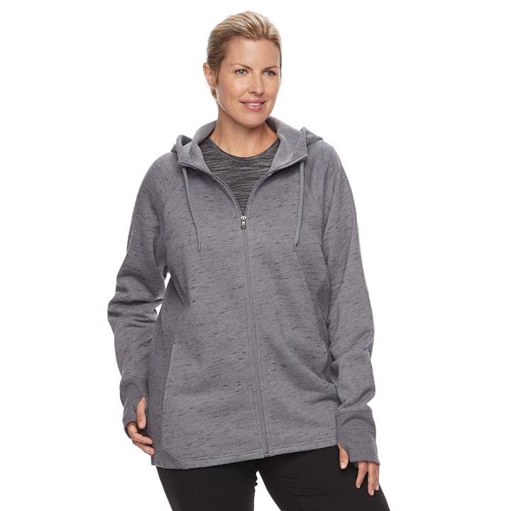 Plus Size Tek Gear&reg; Ribbed Fleece Zip-up Jacket, Women's, Size: 1xl, Med Grey