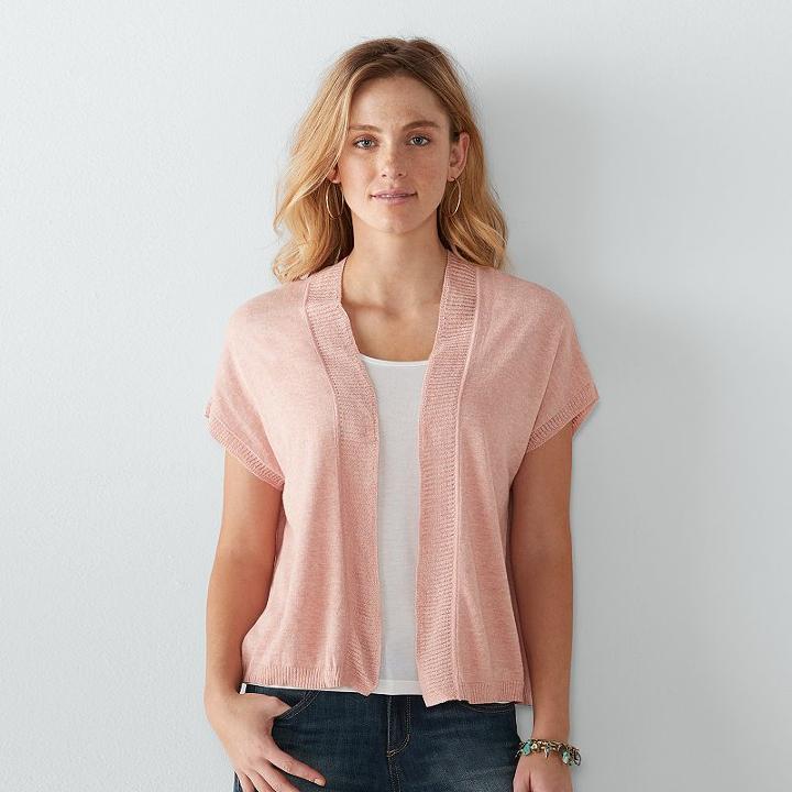 Women's Sonoma Goods For Life&trade; Marled Cardigan, Size: Large, Light Pink