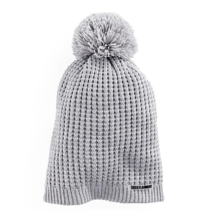 Women's Under Armour Favorite Waffle-knit Pom Pom Beanie, Dark Grey