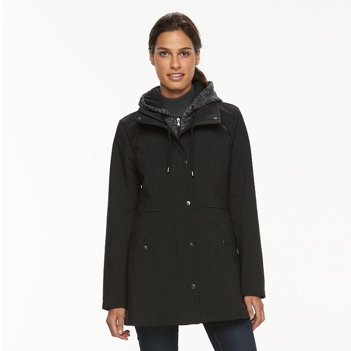 Women's Sebby Collection Hooded Soft Shell Jacket, Size: Medium, Black