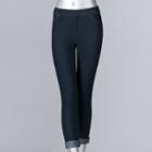 Women's Simply Vera Vera Wang Cuffed Denim Capri Leggings, Size: Large, Dark Blue