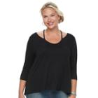 Juniors' Plus Size So&reg; Strappy Swing Tee, Teens, Size: 2xl, Black