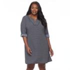 Plus Size Dana Buchman Roll-tab Utility Shirt Dress, Women's, Size: 1xl, Med Blue