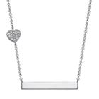 Sterling Silver Diamond Accent Heart Charm Bar Necklace, Women's, Size: 16, Grey