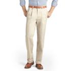 Men's Izod American Chino Straight-fit Wrinkle-free Pleated Pants, Size: 31x32, Beig/green (beig/khaki)