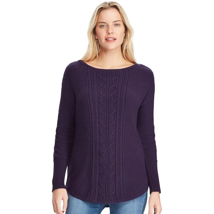 Women's Chaps Textured Cable-knit Sweater, Size: Medium, Purple