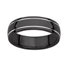 Black Ion-plated Titanium And Titanium Grooved Band - Men, Size: 9