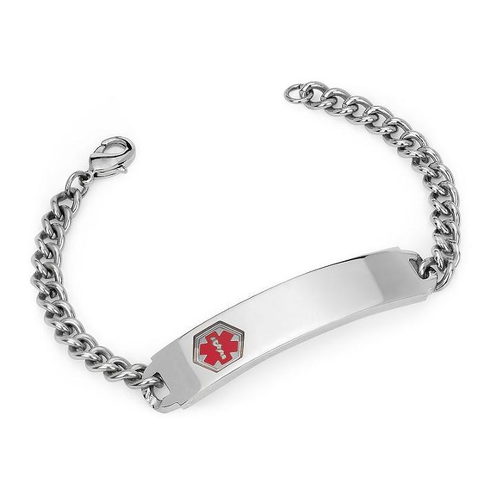 Stainless Steel Medical Alert Id Bracelet, Grey