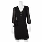 Juniors' Iz Byer Lace-up Shirtdress, Teens, Size: Medium, Black