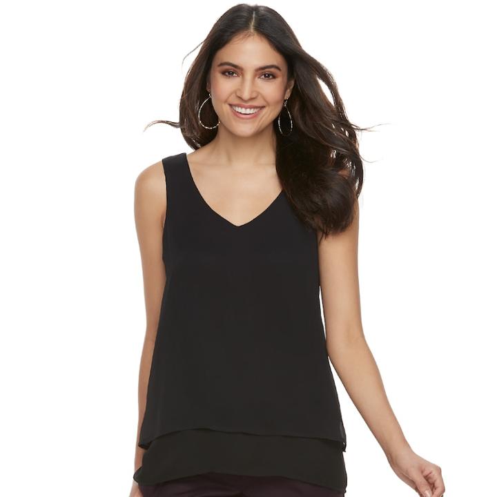 Women's Apt. 9&reg; Chiffon Popover Tank, Size: Small, Black