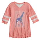 Plus Size Girls 7-16 Mudd&reg; Crochet Striped Sleeve Varsity Tee, Size: 18 1/2, Light Pink