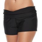 Women's N Solid Roll Top Thigh Minimizer Swim Shorts, Size: Medium, Black