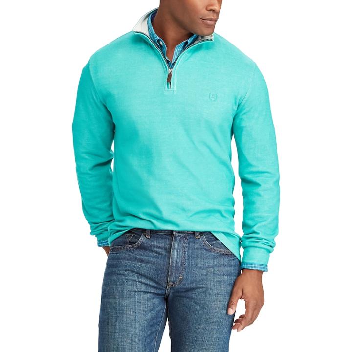 Big & Tall Chaps Classic-fit Quarter-zip Pullover Sweater, Men's, Size: L Tall, Green