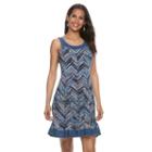 Women's Bethany Chevron A-line Dress, Size: Medium, Blue Other