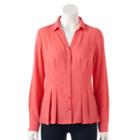 Women's Dana Buchman Release-pleat Shirt, Size: Medium, Lt Orange