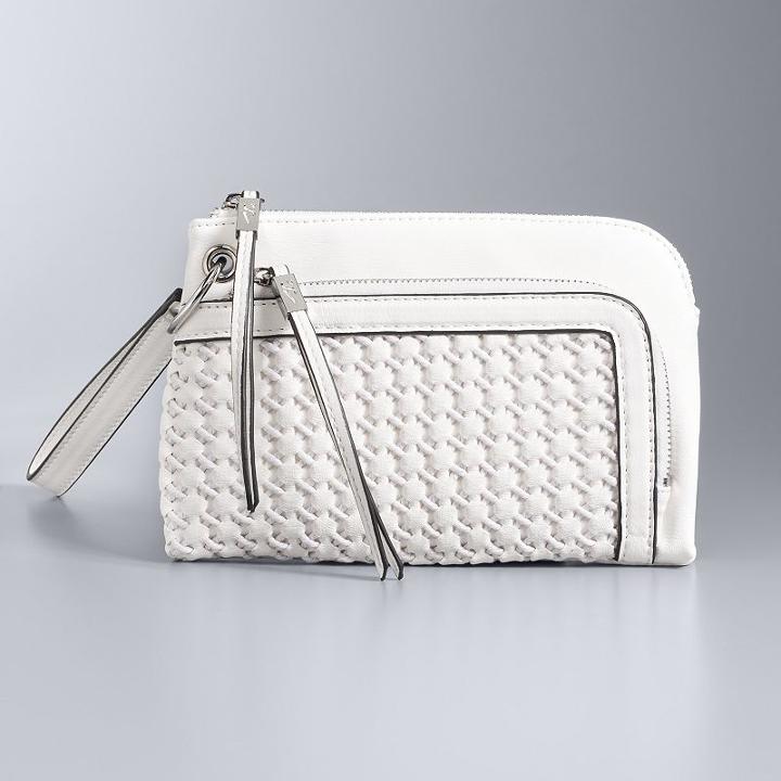 Simply Vera Vera Wang Pierce Basketweave Wristlet, Women's, White