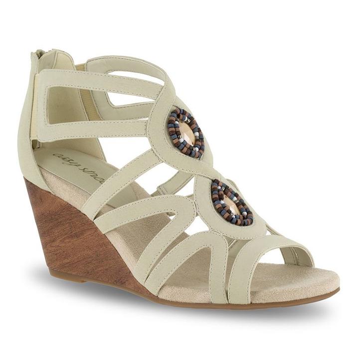Easy Street Unity Women's Wedge Sandals, Size: 9.5 Ww, Beige Oth