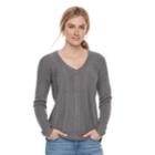 Women's Sonoma Goods For Life&trade; Cable Knit V-neck Sweater, Size: Xs, Dark Grey