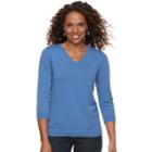 Women's Croft & Barrow&reg; V-neck Lightweight Sweater, Size: Large, Blue (navy)
