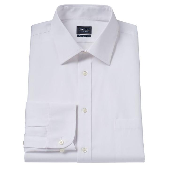 Men's Arrow Classic-fit Dress Shirt, Size: M-32/33, White