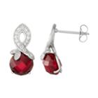 Sterling Silver Lab-created Ruby & White Sapphire Swirl Drop Earrings, Women's, Red