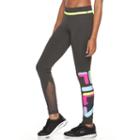 Women's Fila Sport Reflective Graphic Yoga Leggings, Size: Large, Med Grey